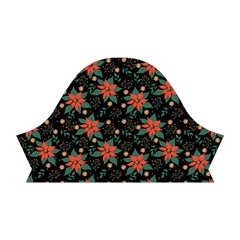 Medium Red Christmas Poinsettias on Black Short Sleeve V Left Sleeve