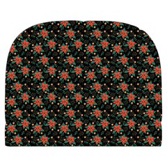 Medium Red Christmas Poinsettias on Black Make Up Case (Large) from ArtsNow.com Back