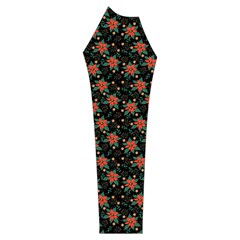 Medium Red Christmas Poinsettias on Black Women s Long Sleeve Raglan Tee from ArtsNow.com Sleeve Right