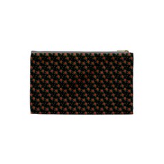 Small Red Christmas Poinsettias On Black Cosmetic Bag (Small) from ArtsNow.com Back