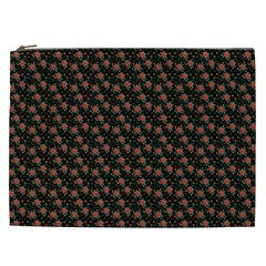 Small Red Christmas Poinsettias On Black Cosmetic Bag (XXL) from ArtsNow.com Front