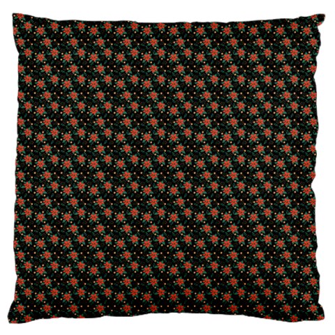 Small Red Christmas Poinsettias On Black Standard Flano Cushion Case (One Side) from ArtsNow.com Front