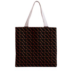 Small Red Christmas Poinsettias On Black Zipper Grocery Tote Bag from ArtsNow.com Front