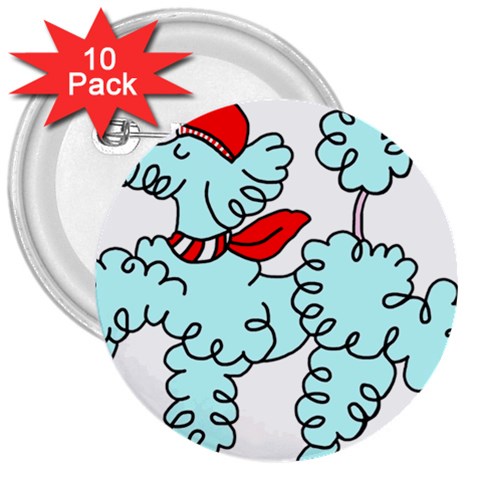 Doodle Poodle  3  Buttons (10 pack)  from ArtsNow.com Front