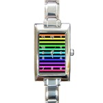 Rainbow Stripes Rectangle Italian Charm Watch
