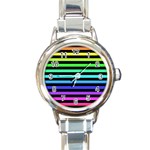 Rainbow Stripes Round Italian Charm Watch