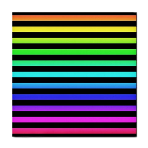 Rainbow Stripes Tile Coaster from ArtsNow.com Front