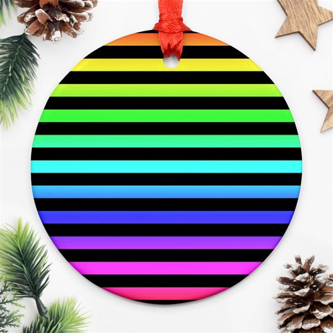Rainbow Stripes Ornament (Round) from ArtsNow.com Front