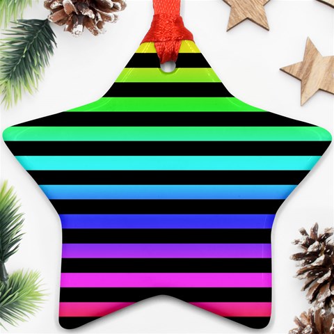 Rainbow Stripes Ornament (Star) from ArtsNow.com Front