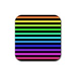 Rainbow Stripes Rubber Coaster (Square)