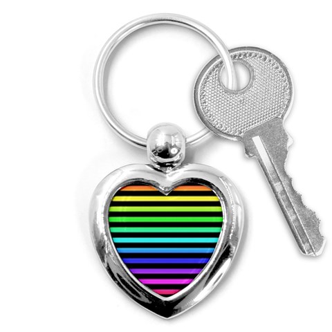 Rainbow Stripes Key Chain (Heart) from ArtsNow.com Front