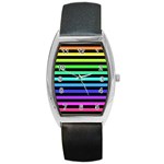 Rainbow Stripes Barrel Style Metal Watch