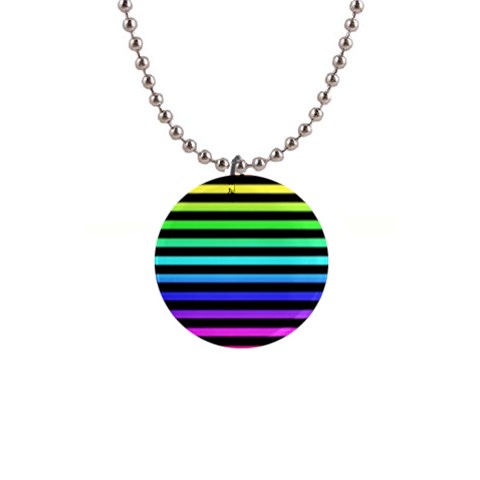 Rainbow Stripes 1  Button Necklace from ArtsNow.com Front