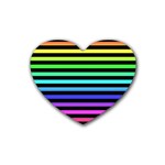 Rainbow Stripes Rubber Coaster (Heart)