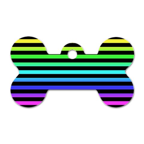 Rainbow Stripes Dog Tag Bone (One Side) from ArtsNow.com Front