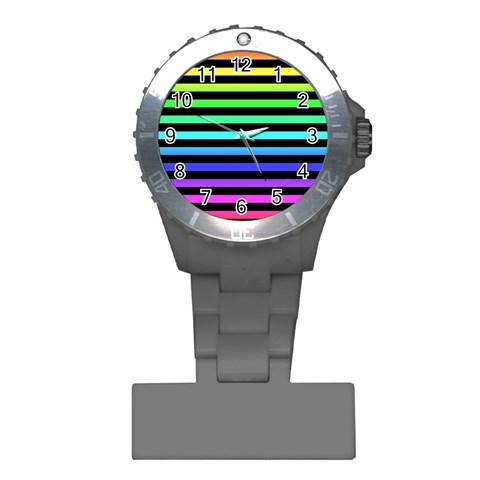Rainbow Stripes Plastic Nurses Watch from ArtsNow.com Front