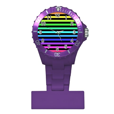 Rainbow Stripes Plastic Nurses Watch from ArtsNow.com Front