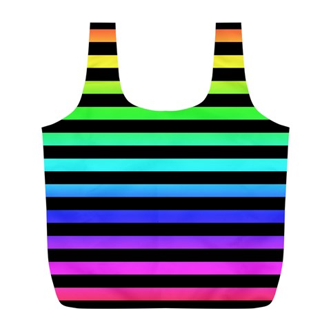 Rainbow Stripes Full Print Recycle Bag (L) from ArtsNow.com Front