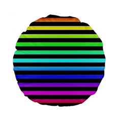Rainbow Stripes Standard 15  Premium Flano Round Cushions from ArtsNow.com Front