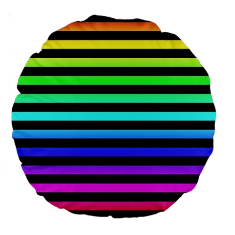 Rainbow Stripes Large 18  Premium Flano Round Cushions from ArtsNow.com Front