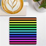 Rainbow Stripes UV Print Square Tile Coaster 