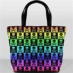 Rainbow Skull Checkerboard Bucket Bag