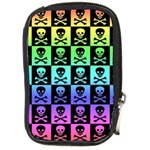 Rainbow Skull Checkerboard Compact Camera Leather Case