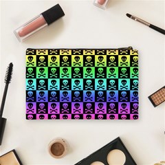 Rainbow Skull Checkerboard Cosmetic Bag (Medium) from ArtsNow.com Back