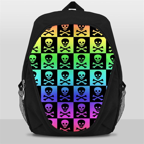 Rainbow Skull Checkerboard Backpack Bag from ArtsNow.com Front
