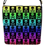 Rainbow Skull Checkerboard Flap Closure Messenger Bag (S)