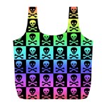 Rainbow Skull Checkerboard Full Print Recycle Bag (L)