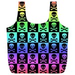 Rainbow Skull Checkerboard Full Print Recycle Bag (XL)
