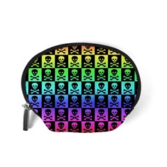 Rainbow Skull Checkerboard Accessory Pouch (Small) from ArtsNow.com Back