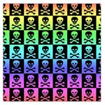 Rainbow Skull Checkerboard Large Satin Scarf (Square)