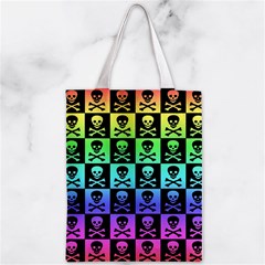 Rainbow Skull Checkerboard Zipper Classic Tote Bag from ArtsNow.com Back