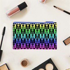 Rainbow Skull Checkerboard Cosmetic Bag (XS) from ArtsNow.com Back