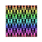 Rainbow Skull Checkerboard Small Satin Scarf (Square)