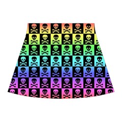 Rainbow Skull Checkerboard Halter Dress Swimsuit  from ArtsNow.com Front Skirt