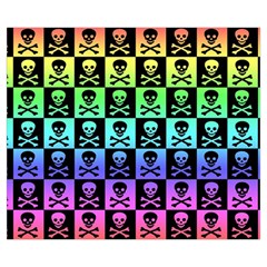 Rainbow Skull Checkerboard Zipper Medium Tote Bag from ArtsNow.com Front