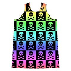Rainbow Skull Checkerboard Shoulder Cutout Velvet One Piece from ArtsNow.com Front