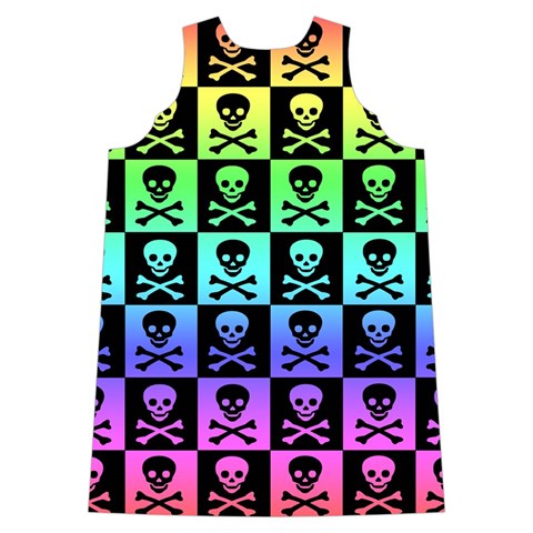 Rainbow Skull Checkerboard Shoulder Cutout Velvet One Piece from ArtsNow.com Back
