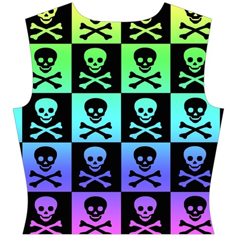 Rainbow Skull Checkerboard Cap Sleeve Wrap Front Dress from ArtsNow.com Back