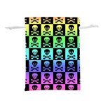 Rainbow Skull Checkerboard Lightweight Drawstring Pouch (M)