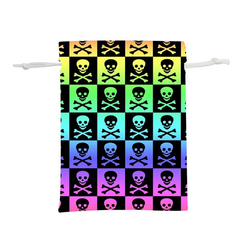 Rainbow Skull Checkerboard Lightweight Drawstring Pouch (L) from ArtsNow.com Back