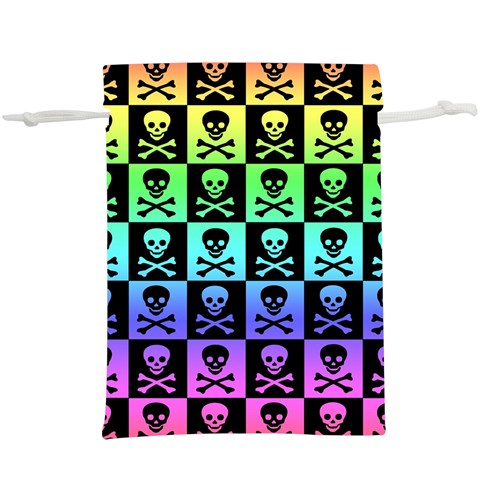 Rainbow Skull Checkerboard  Lightweight Drawstring Pouch (XL) from ArtsNow.com Front