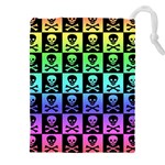 Rainbow Skull Checkerboard Drawstring Pouch (5XL)