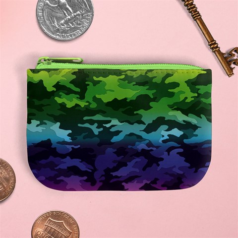 Rainbow Camouflage Mini Coin Purse from ArtsNow.com Front