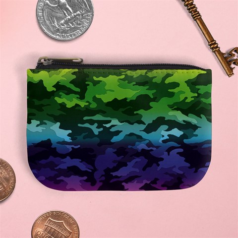 Rainbow Camouflage Mini Coin Purse from ArtsNow.com Front