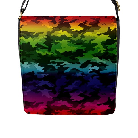 Rainbow Camouflage Flap Closure Messenger Bag (L) from ArtsNow.com Front