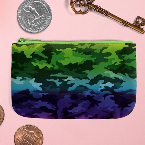 Rainbow Camouflage Large Coin Purse from ArtsNow.com Front